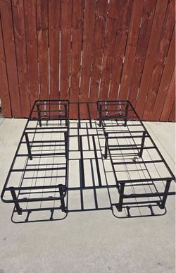 Black Full Folding Metal Platform Bed Frame 13 Inch Mattress Foundation