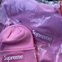SUPREME PINK BOX LOGO HOODIE FW21