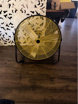 Large Industrial Floor Fan Yellow and Black