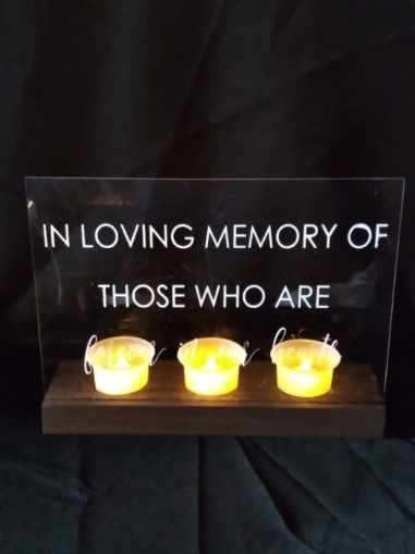 In Loving Memory Wood Decor With Candles