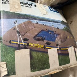 Intex Excursion 4 Inflatable Rafting Fishing 4 Person Boat Set