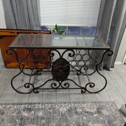 Wrought Iron And Glass Tables (w/ Wine Rack)