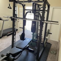 Vesta Fitness Smith Machine 2001 w/Bench Attachment | 230lb Bumpers Weights | 7ft Olympic Bar | Fitness | Gym Equipment | FREE DELIVERY 🚚 