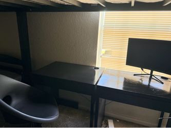 2 ikea desk and 1 chair
