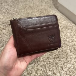 Bullcaptain Genuine Leather Zip Wallet Brown
