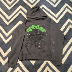 Sp5der Hoodie Grey/Green Men’s Small