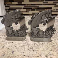 Pewter Bass Fish Books End