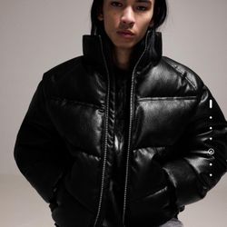 Berska Leather Puffer Jacket 