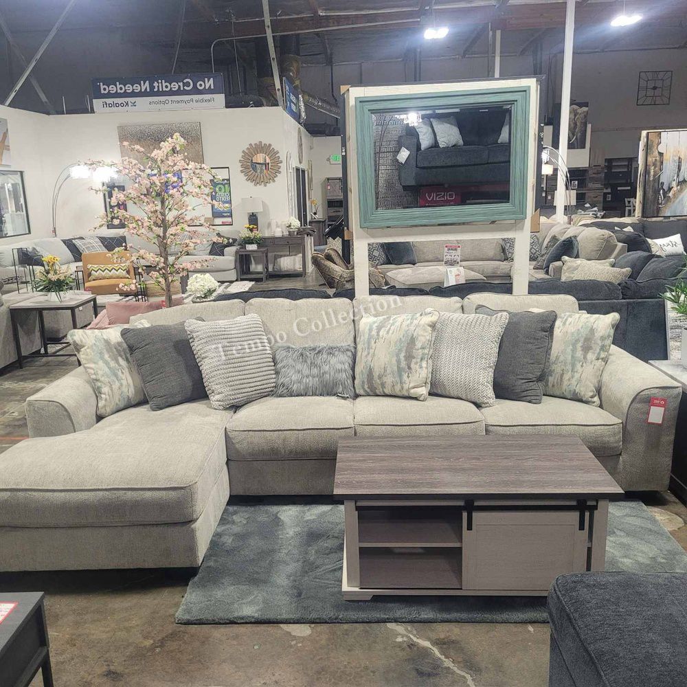 Large Seating Space, L Shaped Sectional, Pewter Color, SKU#1039504L