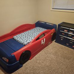 Race Car Bed With Tool Box Night Stand