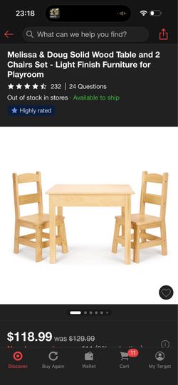 Melissa & Doug Wood table and chairs