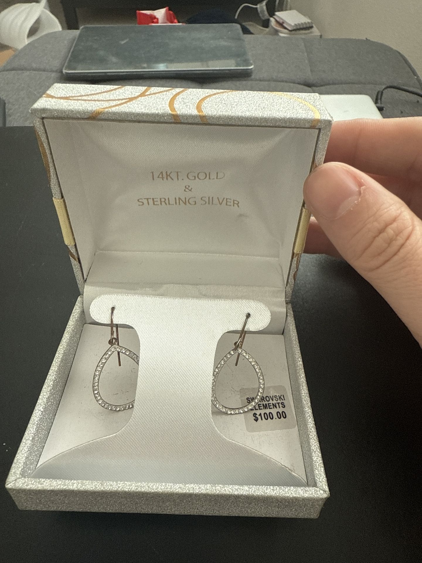 Swarovski Teardrop Sparkle Earrings – 14KT Gold & Sterling Silver