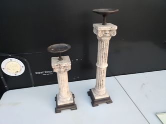 Roman Column Pillar Candleholders Set of 2