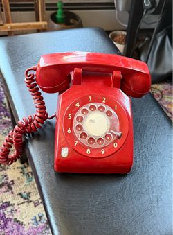 Retro red rotary phone