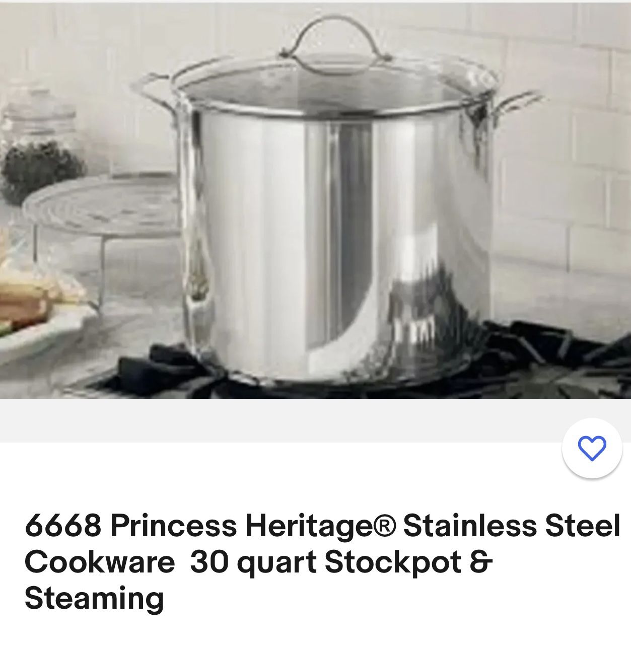 Princess Heritage Stainless Steel Cookware 30QT Pot Item # 6668