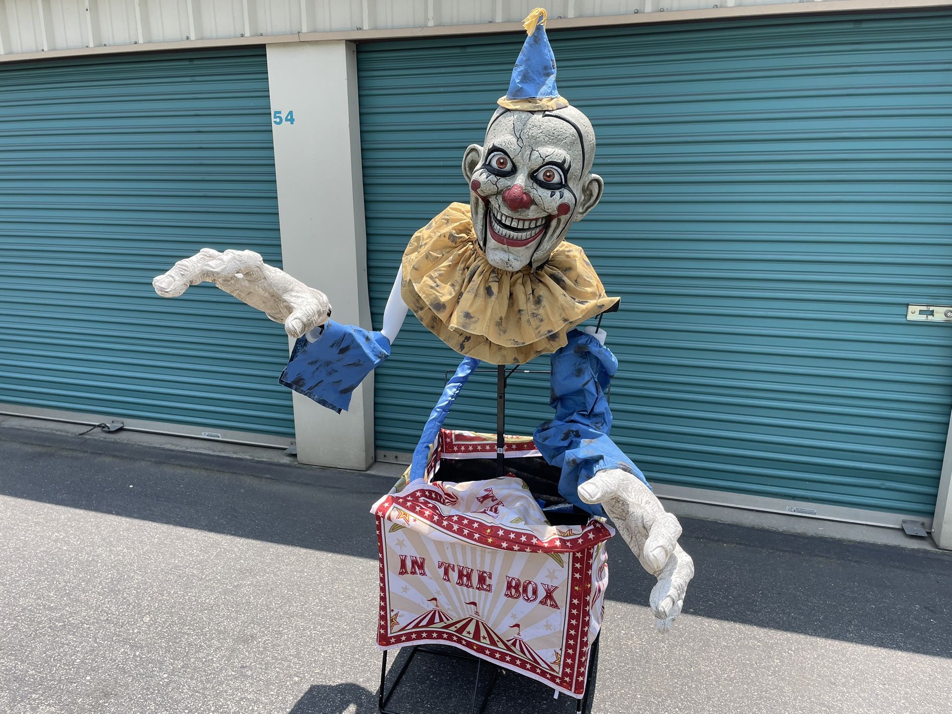 Vintage 6ft Animated Jack In The Box Scary Clown Halloween Prop Display Decoration