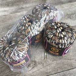 Lot of 4 Brown / Beige / Taupe / Black Trellis Ribbon Nylon Yarn