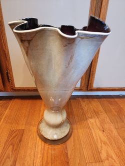Large Glass Vase With Ruffled Edges- Murano?