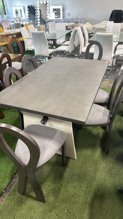 Wood Dining Table With 6 Chairs (7.20)