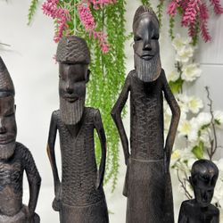 Vintage African Tribal Carved Male Figures – Set of 4