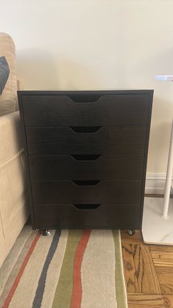 5 drawer cabinet black wood
