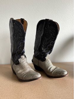 Size 9 1/2 Mens -Vtg Tony Lama 2-Tone Pull On Leather Cowboy Western Work Boots