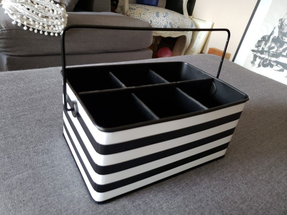 Black and white striped utility caddy