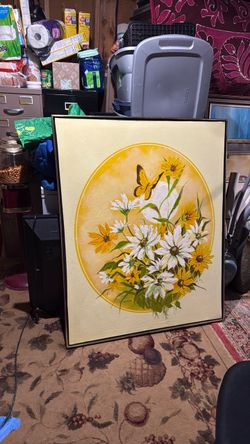 Vintage 1970s palette-knife textured painting by Dickinson