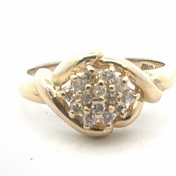 Woman’s Ladies 14k Yellow Gold Diamond Cluster Ring Size 6.5  GP3112497
