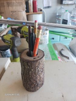 Hand made wooden pencil holder