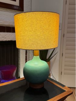 West elm mid century modern turquoise lamp