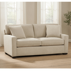 Radley 62in Fabric Loveseat – Good Condition, Chrome Beige - Houston, TX