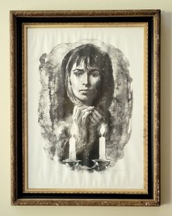 Sandu Liberman Shabbas Candles 99/150 Ltd Ed Signed Lithograph 27x35 Framed Judaica