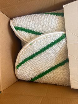 Floor Buffer Bonnet Pads White Green Stripe
