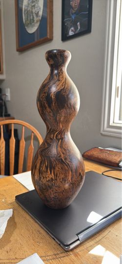 Hand-Turned Wood Vase Sculpture