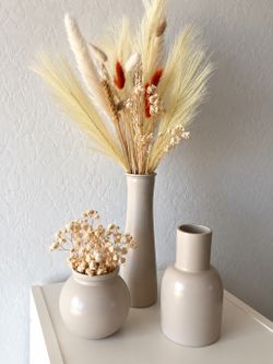 Neutral Fall Vase Décor Set – Set of 3 with Dried Florals