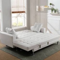 New Reversible Sectional Sofa.  Black Or White Leather. 99x62x33H; 72x70x22H.  Free Delivery!