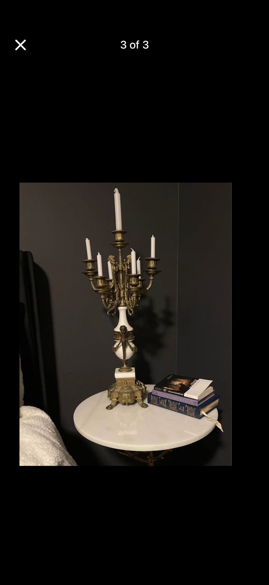 Two Vintage candelabras, marble and bronze