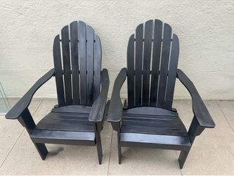 Pair of Rustic Black Wood Outdoor Adirondack Chairs