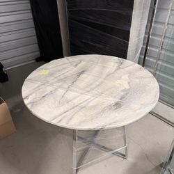 Modern Faux-Marble Round Table w/ Chrome Base