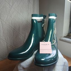 Women's  Green Serra Ladies Spring Rain Boots Sz 9