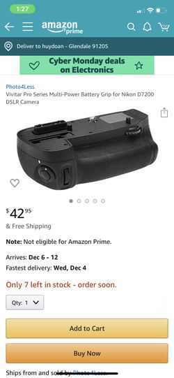 Power Battery Grip for Nikon D7200 DSLR Camera