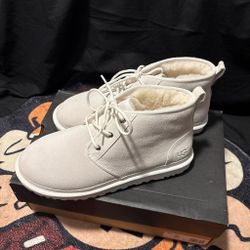 UGG White Suede Lace-Up Ankle Boots