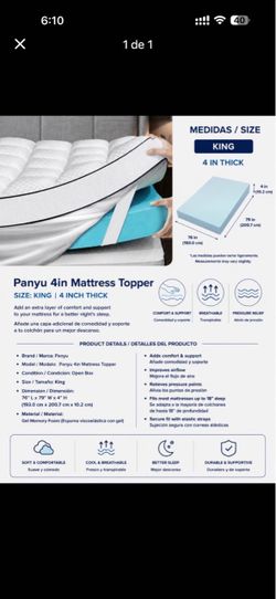 Panyu 4-Inch King Gel Memory Foam Mattress Topper