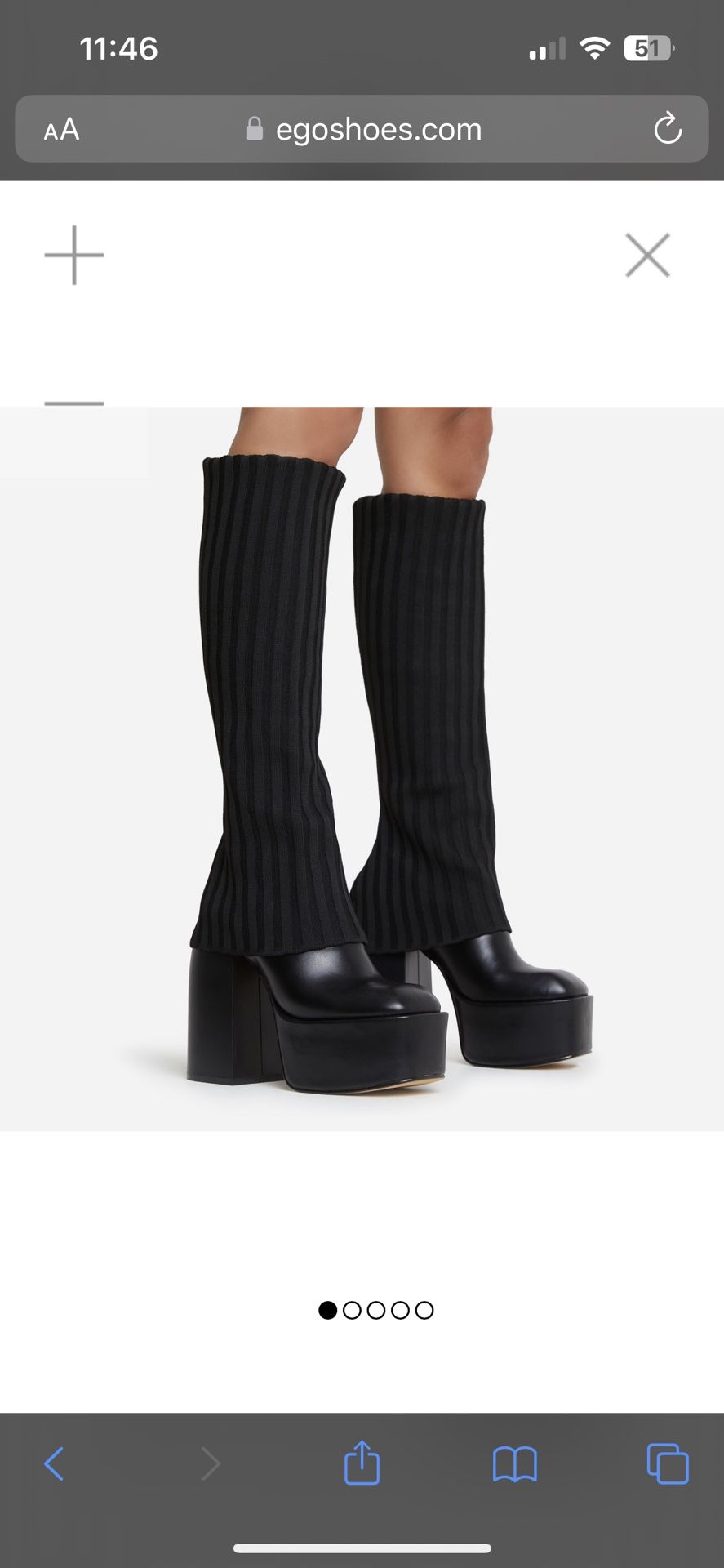 LEILA LAYERED KNIT DETAIL SQUARE TOE PLATFORM BLOCK HEEL CALF BOOT