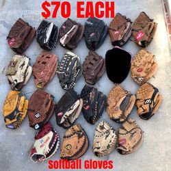 Softballs Gloves Catcher gloves All In Great Condition $70 Each  Have More Softball And Baseball Equipment On My Profile Page