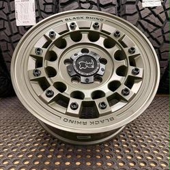 17x8 Fuji Black Rhino 5x127 Jeep Wheels 