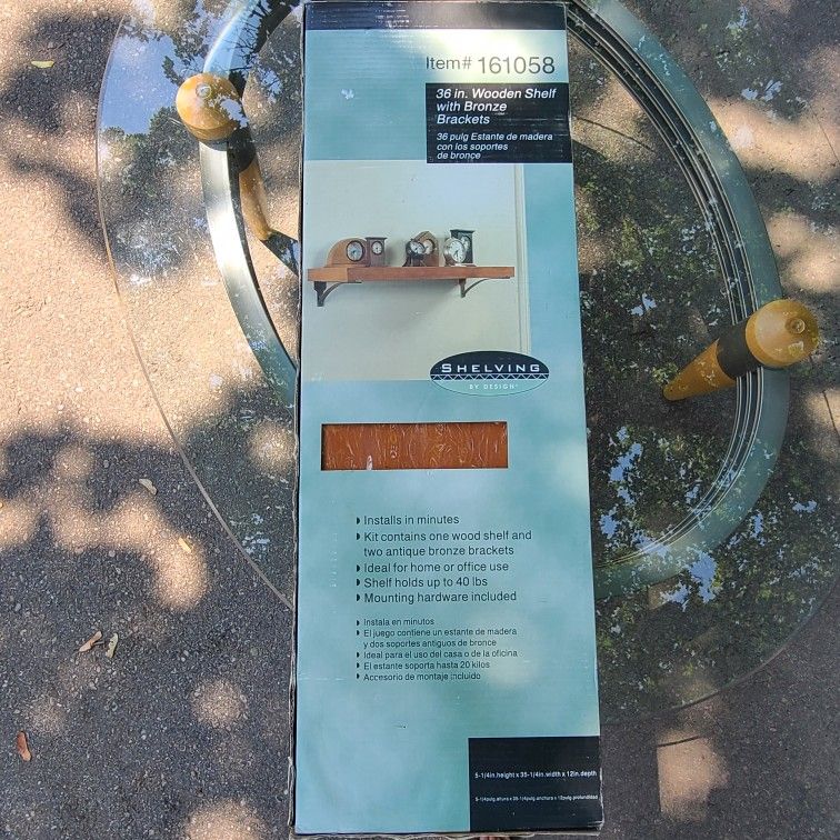 36" Wall Shelf With Brackets- New In Box