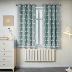 Double Layer Curtains, 52"x 63", Teal