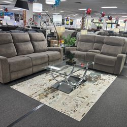 Brown SOFA&LOVESEAT Microfiber Set For Sale W/ 4 Manual Recliners (we Deliver) 